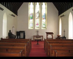 Inside the chapel at Bowness cemetery